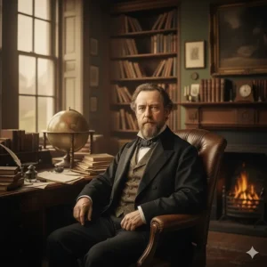 A classic 19th-century portrait of author Charles Dickens, known for his contribution to Victorian literature and his complete works of social commentary.