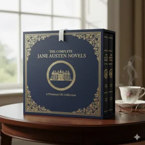 A luxury presentation slipcase designed to hold a complete Jane Austen collection, perfect for a British literature enthusiast’s gift.