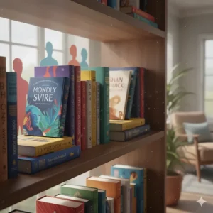 A detailed macro photograph of the iconic gold Booker Prize Winner seal embossed on the textured green fabric of a premium hardback book cover.