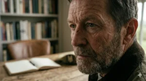 A professional black-and-white portrait of a British Army veteran, reflecting the resilience and experience of an SAS operative.