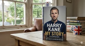Alt text for the front cover of a Harry Kane autobiography, a popular football biography book for England fans.