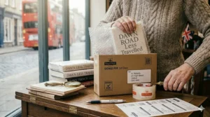 Securely wrapping a celebrity hardback in bubble wrap for Royal Mail "Signed For" delivery within the UK.