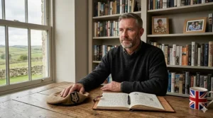 An elite soldier performing a high-speed abseil down a building during a counter-terrorism training exercise in the UK.