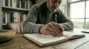 A tactical map of the British countryside used for mission planning, featuring a brass compass and strategic markings.
