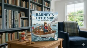 A colourful and accessible book cover illustration designed for children's historical fiction books about the Dunkirk evacuation.