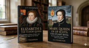 Alt text for image 7: Books on the cultural history of the Elizabethan Golden Age, featuring the works of Shakespeare and Marlowe within their historical context.