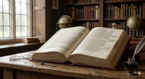 Alt text for image 9: A thick volume of the collected speeches and letters of Queen Elizabeth I, used as primary source material for Tudor history students.