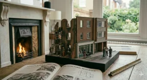 A large-format photographic history book showing London Fire Brigade firefighters tackling a blaze during the Second World War.