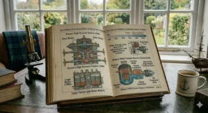 Alt text for image 9: A timeline graphic showing the advancement of naval technology, referenced from authoritative Royal Navy history books.