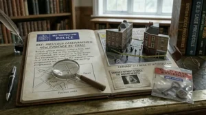 A shelf containing books dedicated to historical cold case investigations within the United Kingdom.
