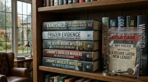 A close-up of a gripping police procedural book focusing on cold case investigations in a British setting.