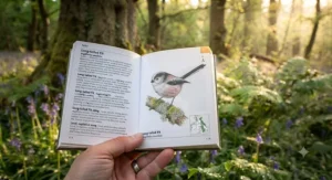 A detailed illustration of a Long-tailed Tit, highlighting the characteristics of this native bird to aid in habitat identification.