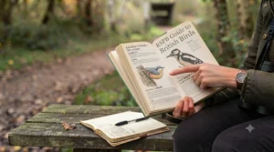 A friendly, illustrated bird watching book designed for children to learn about nature in their local British park.