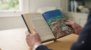 A copy of A Life on Our Planet, Sir David Attenborough’s urgent appeal for environmental restoration.