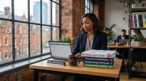 A modern business strategy book detailing digital transformation trends for the UK corporate sector.