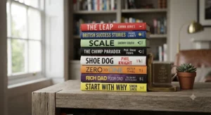A close-up of a modern guidebook on launching and scaling a business in the United Kingdom.