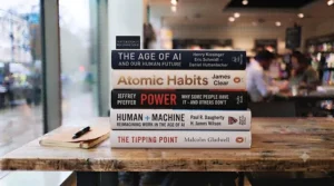 A modern collection of business books covering current UK industry trends and innovation.