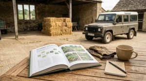 A book about modern sustainable farming practices on a small rural farm.