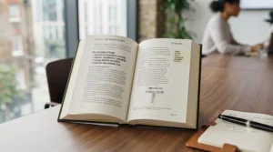 An open copy of an essential project management bestseller highlighting key performance metrics.