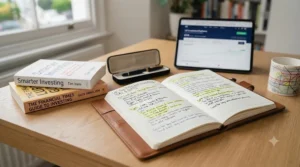 Infographic highlighting UK tax-efficient accounts featured in top investing books for beginners.