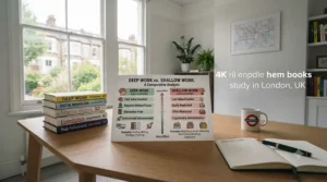 Infographic comparing the traits and business value of deep work versus shallow work tasks.