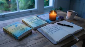 Selection of mindfulness books focusing on mental wellbeing, stress relief, and anxiety management.