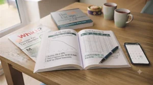 A person reviewing tax-efficient investment tips from a popular retirement planning book.