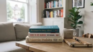 A curated selection of bestselling non-fiction books focused on mindfulness, positivity, and mental wellbeing.