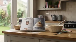A selection of bestselling baking books written by famous British TV chefs.