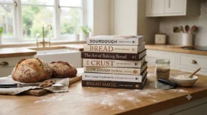 Various stoneground flours featured in a comprehensive bread making book guide for home bakers.[cite: 8]