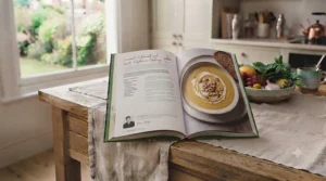 A seasonal vegetarian cookbook featuring hearty root vegetable stew recipes for colder months.