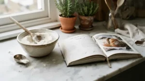 An open page in one of the popular mary berry cookbooks featuring traditional British baking recipes.